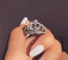 Charm Promise Crown Ring 100 Soild 925 sterling Silver Diamond cz Engagement Wedding Band Rings For Women men4366452