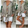 Women's Blouses Cotton And Linen Button Loose Long Sleeve Casual Top Shirt