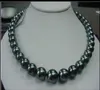 Fina pärlsmycken 18quot 1214mm naturlig Tahitisk svart rund pärlhalsband 14K4380230