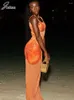 Vestidos casuais joskaa moda 3d estampa de flor maxi vestido mulheres hipster sexy o-pescoço sem mangas bodycon 2024 roupas de férias de verão