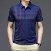 MLSHP Krótkie koszulę polo Mens Wysokiej jakości letnia biznes swobodne kraty cienkie męskie topy moda drukowana tee 3xl 240403