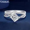Anéis de cluster 6 mm de 6mm Princess Cut Diamond Moissanite Sparkling Bridal Conjuntos de casamento 925 jóias de prata esterlina 18k para mulheres