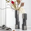 Vases Nordic Style Black Luxury Cylinder Ikebana Modern Minimalist Metal Living Room Vaso Per Fiori Home Decoration WZ50HP