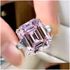 Anneaux Original 925 Sier Square Ring Asscher Coup Simated Diamond Engagement Cocktail Femmes Topaz Finger Fine Bijoux Drop Livraison DH3it