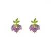 Stud Earrings Fashion Simple Fresh Purple Grape Fruit Ear Clips No Holes Mosquito Repellent Incense Plates Jewelry Gift Wholesale