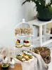 Bakeware Tools Dessert Table Birdcage Cake Stand White Wrought Iron Dim Sum Rack European Wedding Cold Meal Creative