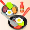 8pcs أطفال المطبخ المطبخ ألعاب المحاكاة مجموعة أدوات الطهي مجموعة التظاهر Play Pot Steak Vegetable Bread Dog Homelette Gift 240407