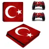 Klistermärken Turkiet Flagg Recep Tayyip Erdogan PS4 Slim Skin Sticker för Sony Playstation 4 Console and 2 Controllers PS4 Slim Sticker Decal