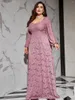 Sukienki w dużych rozmiarach Toleen Women Maxi Elegancka wieczorna sukienka z koronką moda Retro Lantern Sleeve Bliski wschód Ramadan