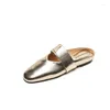 Pantoufles phoentin designer mules chaussures couvrent toe femelles extérieures plus taille 43 talons basse fête d'été or argent ft3472