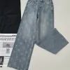 2024 calça de jeans feminina calça clássica e minimalista Europeia e americana Carta completa Hot Diamond High Waist