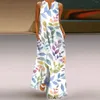 Lässige Kleider elegante sexy Outfits Damen für Frauen 2024 Plus Größe ärmellose Blumendruck Bohemian Maxi Kleid