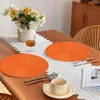 Table Mats Round Placemats 15 Inch Plastic For Dining Tables Christmas Halloween Woven Washable Non-Slip Place Coasters Set