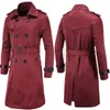 Heren Trench Coats 2024 Fashion Casual Spring en Autumn Clothing Boutique European American Long Slim Double Breasted Style Coat