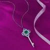 Kettingen S925 SILVER Emerald Jade Chalcedony 6,0 mm Key hanger Middle Ages ketting Women's Live Broadcast Style