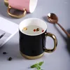 Kubki ABSF Mug Ceramiczny Puchar Północna Europa Prosty miłośnicy kawy z uchwytem Złotym