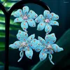 Orecchini a pennaglie Missvikki Gorgeo Gorgeous Flower Flow Full Shiny Mirco Zircon Dubai Bridal Wedding Drop Earring Fashion Gioielli