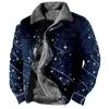 Men's Jackets Christmas Print Fleece Thickened Coat Jacket Men Vintage Africa Winter Warm Clothing Street Outerwear