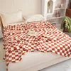 Cobertores da cama xadrez da cama de cobertor na flanela de flanela de xadre