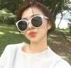 Koreansk version Chaoyuan Sufeng Street Big Student Solglasögon Vita ram Glasögon Rundt tunt ansikte7494496