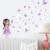 Wallpapers 30 40cm Colorful Butterflies Flowers Little Girl Cartoon Wall Stickers Background Living Room Mural