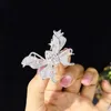 Fashionabla silver 925 överdimensionerade strassuttalande Flying Butterfly Ring Women for Party 240403
