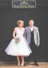 Vintage 1950 -tal Polka prickade korta bröllopsklänningar Tea längd Little Vita klänningar 2016 Vestidos de Novia Plus Size Beach Bridal Gow1120164