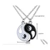 Colares pendentes yin yang colar preto casal branco irmã amizade jóias de amizade exclusivas presentes personalizados entrega de gota pendan dh4fk