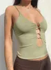 Camisoles Tanks Cutout Front Navel Slim Fit Slip top dames gesneden riem