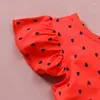 Clothing Sets Baby Girl 2 Piece Summer Outfits Round Neck Sleeve Dot Print Tops 3D Bow Watermelon Shorts Infant Toddler Set