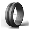 Bandringar Sile Wedding For Men Middle Engraved Line Rubber Engagement Bands Finger Active Sport Gym Drop Leverans smycken DHGARDEN DHMSN