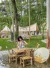 Plaques décoratives Table en bambou et chaise Villa Outdoor combinaison à l'ancienne