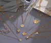 2021 Collier de chaîne Vienkim Vintage Muti Muti pour femmes Gold Color Pearl Coin Éclair