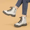 أحذية غير رسمية أزياء جلدية حقيقية أحذية الكاحل نساء 2024 أحذية رياضية كلاسيكية منصة Walking Zipper Round Toe College طالبة