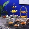 Dekorative Figuren Grün Gold Keramik Obstteller Dessert Tabelle Ausstellungszimmer Wohnzimmer