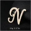 Pins Brooches Brand 26 Initial Letters A To Z Crystal Rhinestones Diy Brooch In Gold Plated Sweater Coat Clothing Accessories Drop Del Dhngw