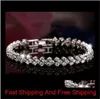 Tennis Luxury Austria Shining Crystal Bracelets Genuine 925 Sterling Silver Charms Bracelet Zircon Diamond Roman Tennis Link Brace8560898