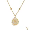 Pendant Necklaces Selling 12 Constellation Necklace Classic 18K Gold Zodiac Sign Round Bead Chain Jewelry Drop Delivery Pendants Dht6F