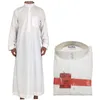 エスニック衣類ホワイト長袖イスラムの男性Jubba Thobe Abaya Dubai s Arabia Tradicional Ramadan Eid Arab Robes Drop Delivery Appare Otjzm