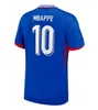 24 25 francuski Mbappe Kante Benzema piłka nożna 2024 Euro Cup Fan Wersja gracz Griezmann Mbappe Maillot de Foot Men Shirt Kit Varane Dembele Football Mundlid