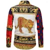 Chemises décontractées pour hommes Habillère Tuxedo Shirt 2024 Luxury Floral Man Leopard Print Male Baroque Party Business Chemise Homme