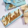 Party Decoration 12 Pcs Same Personalized Laser Cut Acrylic Gold Mirror Plaques Baby Name Decorated Chocolate Christening & Baptism Box