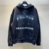 Yüksek Kaliteli Tasarımcı Giyim Paris Limited Edition Chariot Band Baskılı Yıkama Suyu Aşınmış Delikler Erkekler Kadın Hooded Sweater Top