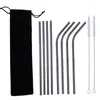 Drinking Straws 10 Pieces / Set Colorful Reusable Straw High Quality 304 Stainless Steel Metal With Cup Cleaning Brush