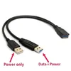 2024 1PC Black USB 3.0 Kobieta do podwójnego USB Mężczyzna z dodatkowymi danymi zasilającymi Y Kabel rozszerzony 2,5 "Kable sprzętowe na dysku twardym do USB