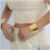Beaded Designer Gold Cuff Wide Bangle Irregar Waves Simple Sier Color For Woman Fashion Vintage Party Accessories Metal Bracelet Drop Dhgeg