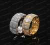 Män kvinnor hiphop smycken lyx bling is ut ringar guld silver diamant engagemang bröllop finger ring gåva3130807