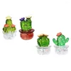 Dekorativa figurer 4st Tiny Harts Cactus Potted Home Desktop Ornaments bilinredning