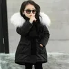 Down Coat Fur Collar hoodie Wadded voor meisjesjack Gevotte Dikke Warm Winter Kids Drawstring Hooded Parkas