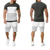 Herenpak Twaakje Horizontaal Stripe Design Sportkleding Shorts T -shirt Casual Daily Fashion Sports Short Sleeved 240410